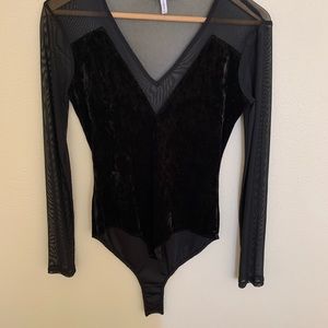 BCBG velvet and sheer top